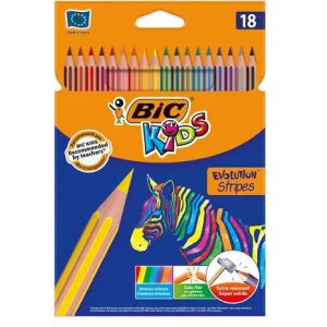 Kredki ołówkowe Bic Kids Evolution Illusion z gumką, 18 kolorów
