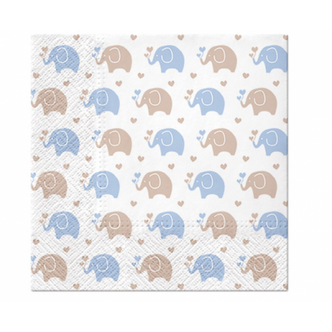 Serwetki PAW wzorzyste Baby Elephants 33x33 cm 20 szt.