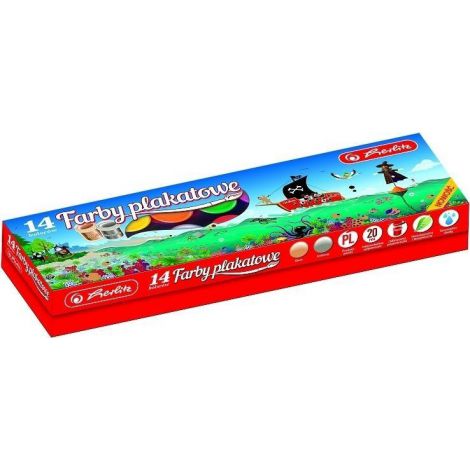 Farby plakatowe Herlitz Premium, 14 kolorów x 20ml