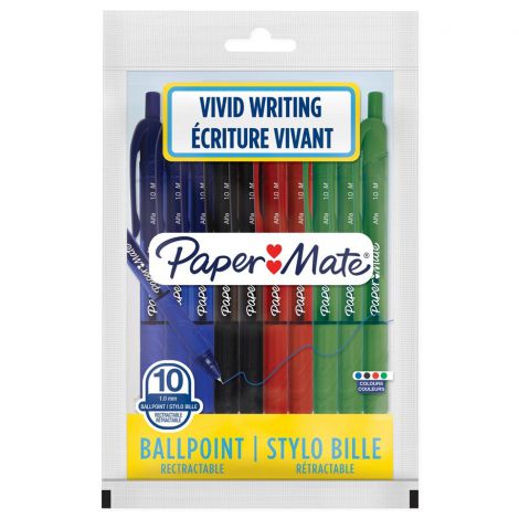 Długopisy Papermate Alfa Ballpoint 1.0mm, 4 kolory (10szt)