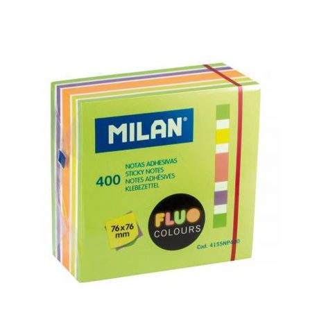 Karteczki samoprzylepne Milan kostka 76x76mm, 400szt Fluo