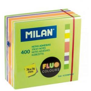 Karteczki samoprzylepne Milan kostka 76x76mm, 400szt Fluo