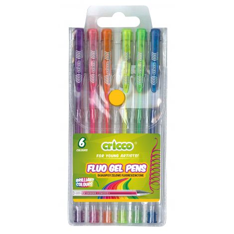 Długopisy żelowe Cricco fluorescencyjne, 6 kolorów