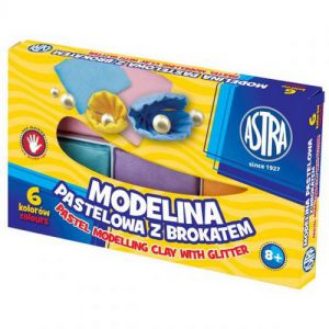 Modelina Astra pastelowa/brokatowa, 6 kolorów