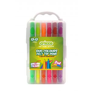 Flamastry Cricco dwustronne, 12 sztuk, 24 kolory