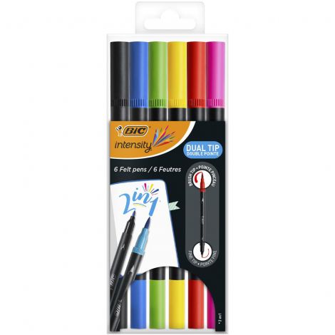 Pisaki dwustronne Bic Intensity Dual Tip, 6 kolorów