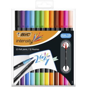 Pisaki dwustronne Bic Intensity Dual Tip, 12 kolorów