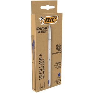 Długopis Bic Cristal Re'new Metal + 2 wkłady Niebieski
