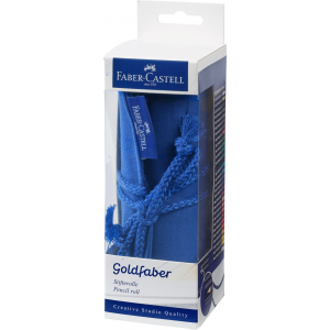 Kredki akwarelowe Faber-Castell Goldfaber, 27 kolorów + temperówka + ołówek, w piórniku rolowanym