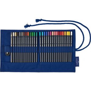 Kredki akwarelowe Faber-Castell Goldfaber, 27 kolorów + temperówka + ołówek, w piórniku rolowanym