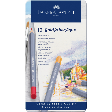 Kredki akwarelowe Faber-Castell Goldfaber Aqua, 12 kolorów, opakowanie metalowe - 4