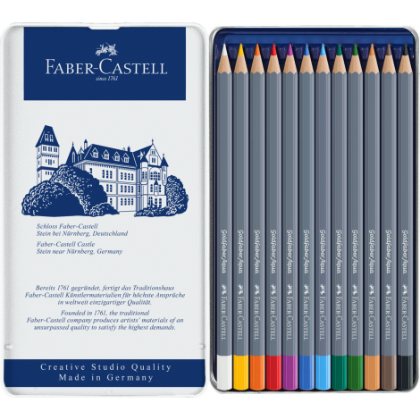 Kredki akwarelowe Faber-Castell Goldfaber Aqua, 12 kolorów, opakowanie metalowe - 2