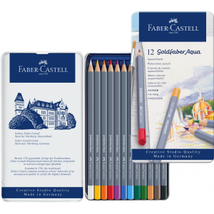 Kredki akwarelowe Faber-Castell Goldfaber Aqua, 12 kolorów, opakowanie metalowe