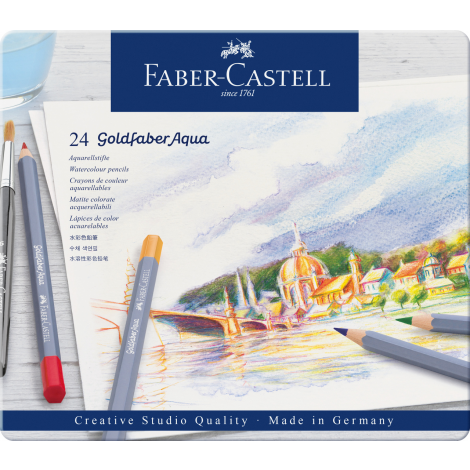 Kredki akwarelowe Faber-Castell Goldfaber Aqua, 24 kolory, opakowanie metalowe - 3