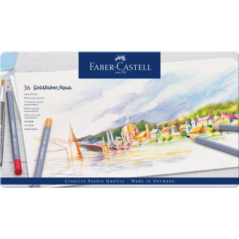Kredki akwarelowe Faber-Castell Goldfaber Aqua, 36 kolorów, opakowanie metalowe - 3