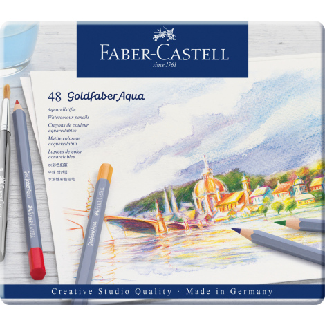 Kredki akwarelowe Faber-Castell Goldfaber Aqua, 48 kolorów, opakowanie metalowe - 4