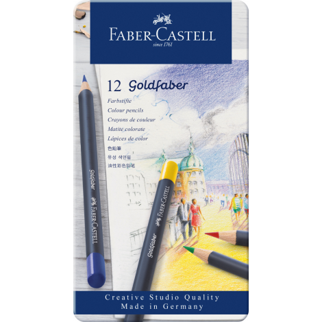 Kredki ołówkowe Faber-Castell Goldfaber, 12 kolorów, opakowanie metalowe - 4