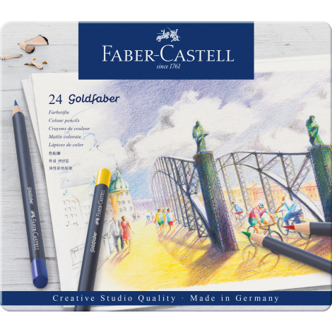 Kredki ołówkowe Faber-Castell Goldfaber, 24 kolory, opakowanie metalowe - 4