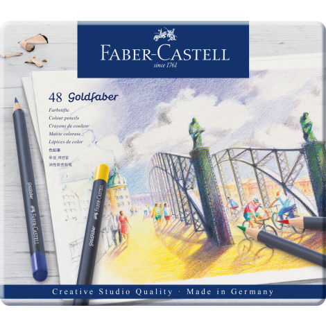 Kredki ołówkowe Faber-Castell Goldfaber, 48 kolory, opakowanie metalowe - 3