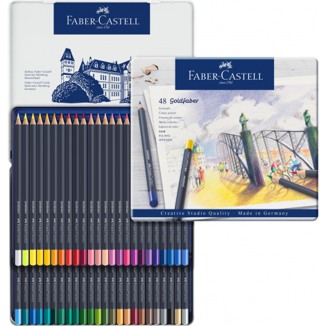 Kredki ołówkowe Faber-Castell Goldfaber, 48 kolory, opakowanie metalowe