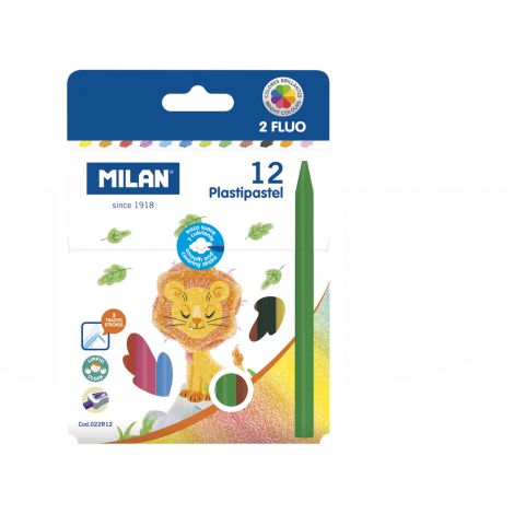 Kredki świecowe Milan Plastipastel okrągłe, 12 kolorów