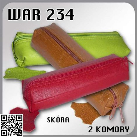 Piórnik tuba Warta Naturalna skóra prostokąt