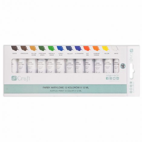 Farby akrylowe dpCraft, 12 kolorów x 12ml