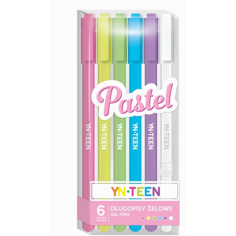 Długopisy żelowe Interdruk Pastel, 6 kolorów