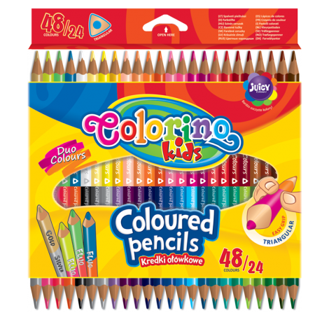 Kredki ołówkowe Colorino trójkątne dwukolorowe,  24 sztuki, 48 kolorów