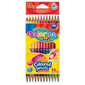 Kredki ołówkowe Colorino trójkątne dwukolorowe, 12 sztuk, 24 kolory