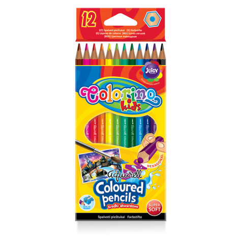 Kredki akwarelowe Colorino 12 kolorów  + pędzelek