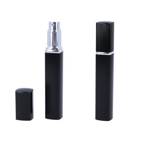 Atomizer - pojemnik karbowany na perfumy/płyn antybakteryjny - czarny - 2