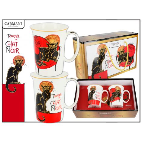 Komplet dwóch kubków Carmani 400ml - Francuski Czarny Kot