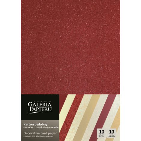 Karton ozdobny Argo A4/210-250/10szt Mix Elegancka Czerwień