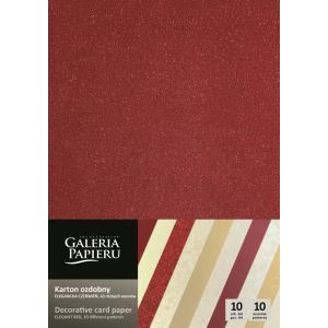 Karton ozdobny Argo A4/210-250/10szt Mix Elegancka Czerwień