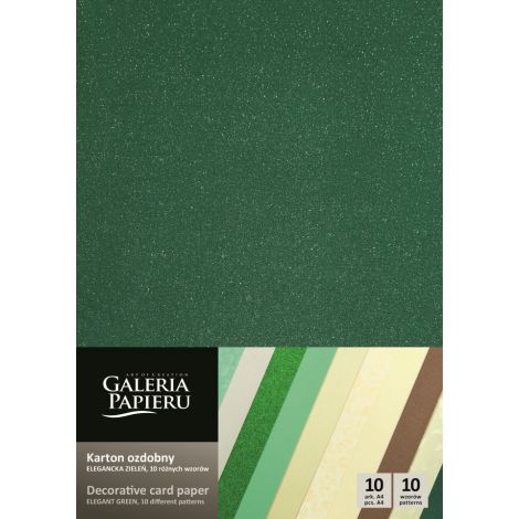 Karton ozdobny Argo A4/210-250/10szt Mix Elegancka Zieleń
