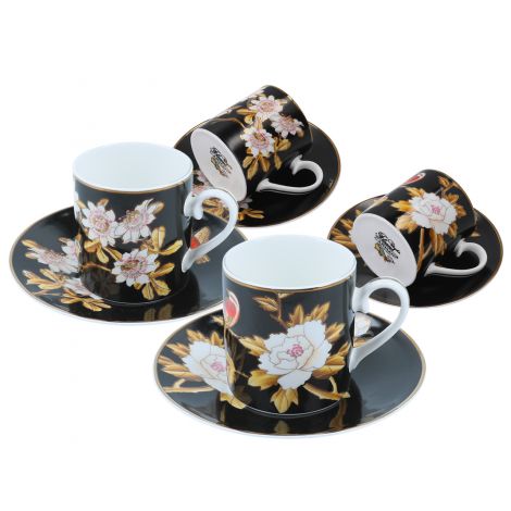 Komplet dwóch filiżanek Carmani 220ml ze spodkami - Paradise Flowers - 2