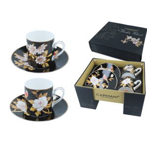 Komplet dwóch filiżanek Carmani 220ml ze spodkami - Paradise Flowers