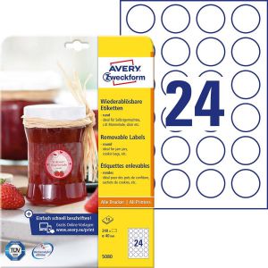 Etykieta samoprzylepna A4 24szt Biała okrągła 40mm
