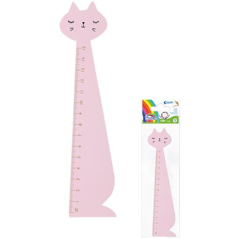 Linijka Fiorello drewniana 15cm Kot różowy