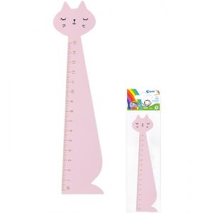 Linijka Fiorello drewniana 15cm Kot różowy