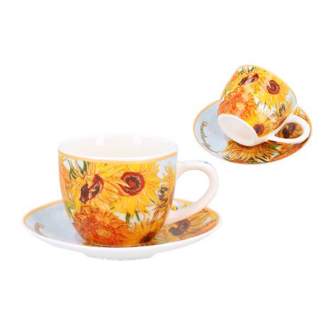 Filiżanka Carmani 80ml espresso ze spodkiem - V. van Gogh, Słoneczniki - 2