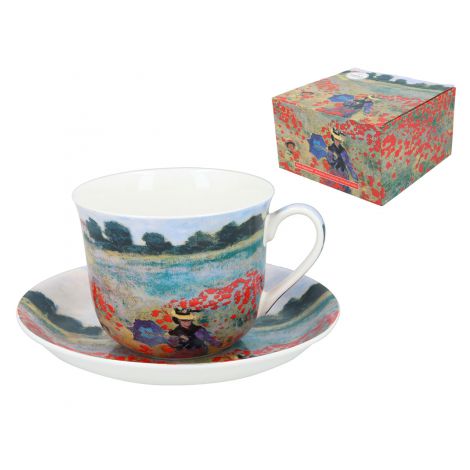 Filiżanka Carmani 390ml śniadaniowa ze spodkiem - C. Monet, Pole Maków