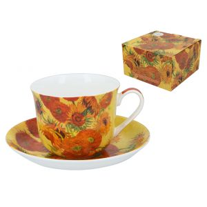 Filiżanka Carmani 390ml śniadaniowa ze spodkiem - V. van Gogh, Słoneczniki