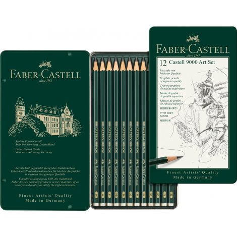 Ołówki Faber-Castell 9000, 12szt, opakowanie metalowe