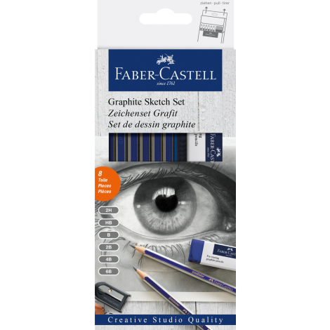 Ołówki Faber-Castell Gold Faber 1222, 6szt + Gumka + Temperówka