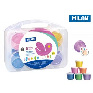 Farby do malowania palcami Milan metaliczne, 6 kolorów x 100 ml