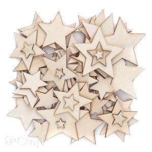 Kształty drewniane dpCraft, Gwiazdki Mix, 120szt