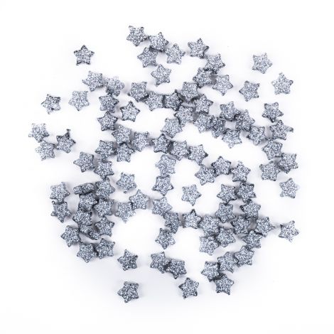 Gwiazdki dpCraft Srebrne z brokatem 1cm, 96szt