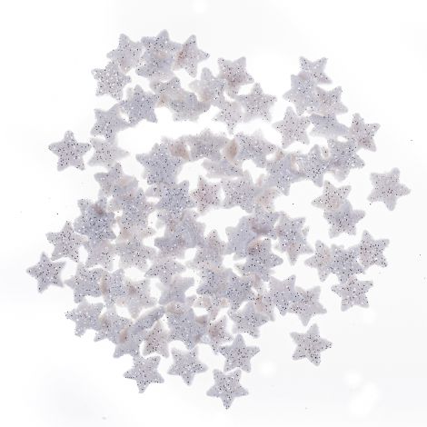 Gwiazdki dpCraft Białe z brokatem 1cm, 96szt